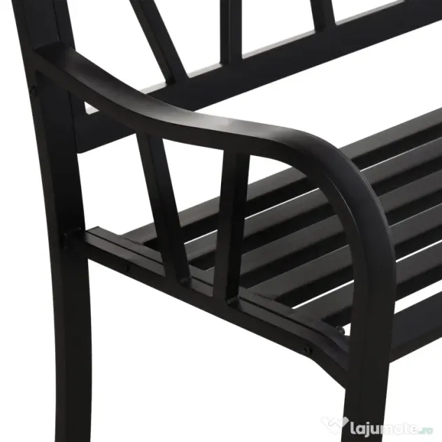 Outsunny Banca de Gradina din Metal Negru cu 2 Locuri Banca de Exterior