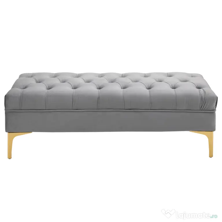 Homcom Bancă Capitonată din Țesătură Catifelată pentru Dormitor & Hol, Bancă Elegantă la Capătul Patului cu Picioare Metalice