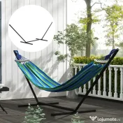 Outsunny Schelet pentru Hamac Greutate Maxima 120Kg in Metal, Negru, 360x92x112cm