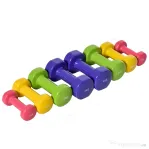 HOMCOM Set de 8 Gantere cu Design Hexagonal, Greutăți pentru Sală de Antrenament din Oțel și PU, Ø9x19,5 cm, Multicolore