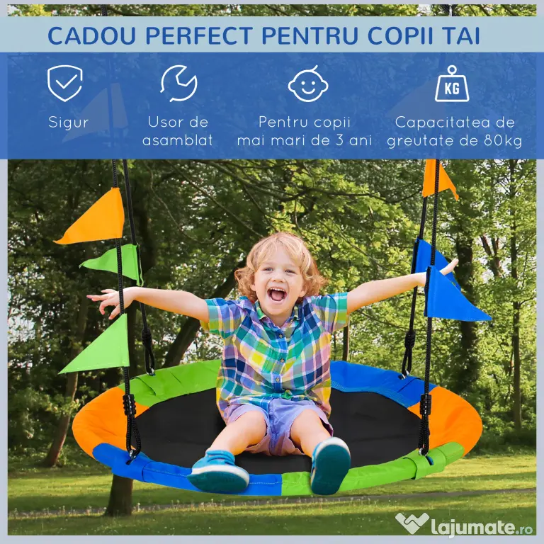 Outsunny Leagan Rotund Copii – Multicolor, pentru Interior & Exterior