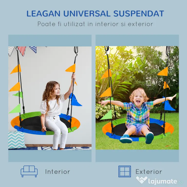 Outsunny Leagan Rotund Copii – Multicolor, pentru Interior & Exterior