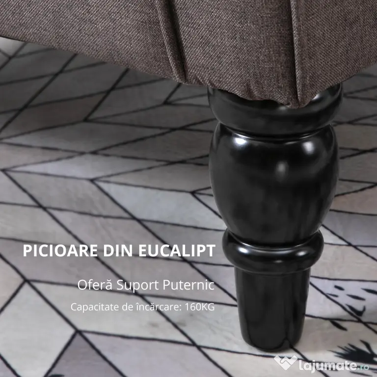 Homcom Fotoliu Francez Maro – 74×86×102 cm, Lemn & Perne Detasabile