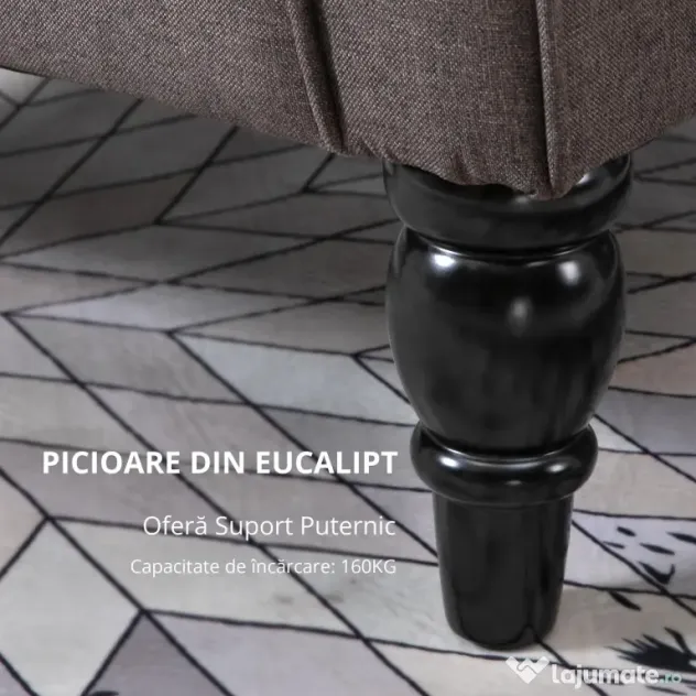 Homcom Fotoliu Francez Maro – 74×86×102 cm, Lemn & Perne Detasabile