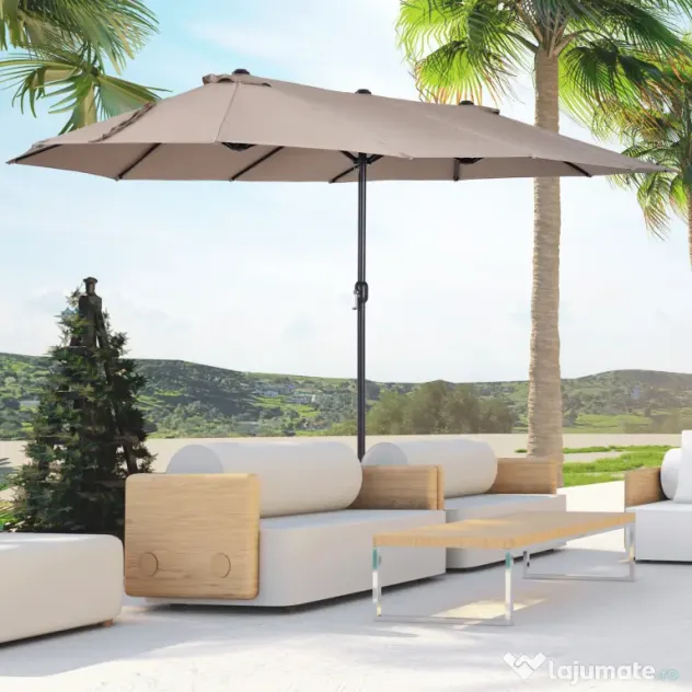 Outsunny umbrele de gradina dubla 4.6m pentru gradina si piscina Ecru
