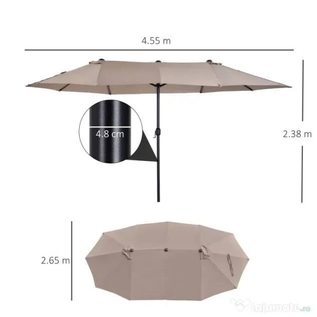 Outsunny umbrele de gradina dubla 4.6m pentru gradina si piscina Ecru