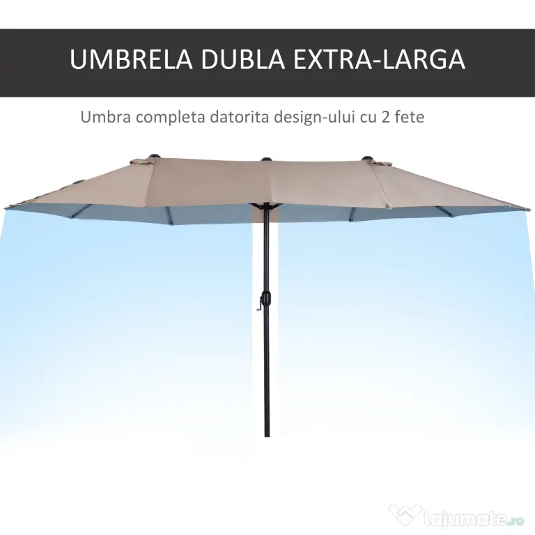 Outsunny umbrele de gradina dubla 4.6m pentru gradina si piscina Ecru