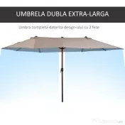 Outsunny umbrele de gradina dubla 4.6m pentru gradina si piscina Ecru