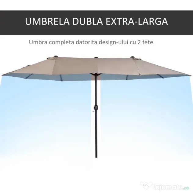 Outsunny umbrele de gradina dubla 4.6m pentru gradina si piscina Ecru