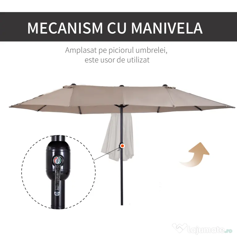 Outsunny umbrele de gradina dubla 4.6m pentru gradina si piscina Ecru