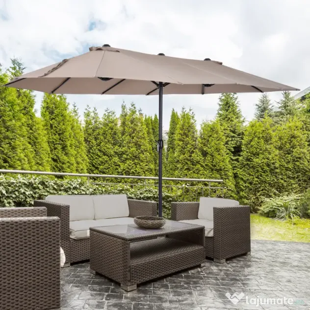 Outsunny umbrele de gradina dubla 4.6m pentru gradina si piscina Ecru