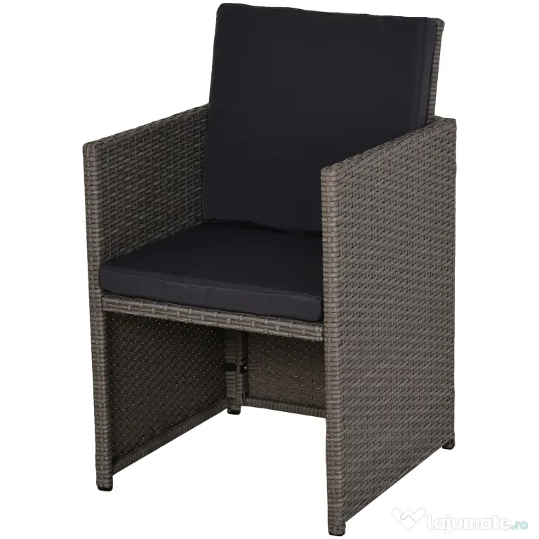 Outsunny Set Mobilier de Gradina Extern 9 bucati Masa cu 4 Scaune 4 Taburet in Rattan, Maro