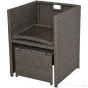 Outsunny Set Mobilier de Gradina Extern 9 bucati Masa cu 4 Scaune 4 Taburet in Rattan, Maro 