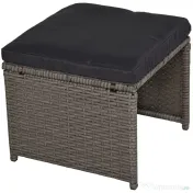 Outsunny Set Mobilier de Gradina Extern 9 bucati Masa cu 4 Scaune 4 Taburet in Rattan, Maro 