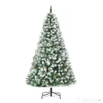 HOMCOM Brad de Crăciun Artificial Înzăpezit 180cm cu 800 de Crengi și Conuri, Deschidere Automată și Bază Pliabilă, Verde