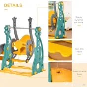 HOMCOM Centru de Joacă 2 în 1 pentru Copii de la 18 Luni, Set cu Tobogan, Leagăn și Coș de Baschet, Interior și Exterior, Multicolor, 152x149x107 cm 