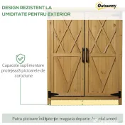 Outsunny Dulap de Grădină pentru Unelte din Lemn cu 2 Uși și 4 Rafturi, Blat din Metal, 75x40x90 cm 