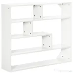 HOMCOM Biblioteca moderna de perete cu 4 niveluri , raft din lemn care economiseste spatiu pentru living si birou, 94x19,5x80cm, alb