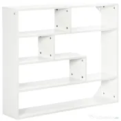 HOMCOM Biblioteca moderna de perete cu 4 niveluri , raft din lemn care economiseste spatiu pentru living si birou, 94x19,5x80cm, alb 