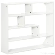 HOMCOM Biblioteca moderna de perete cu 4 niveluri , raft din lemn care economiseste spatiu pentru living si birou, 94x19,5x80cm, alb