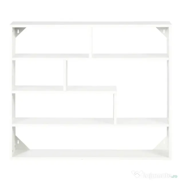 HOMCOM Biblioteca moderna de perete cu 4 niveluri , raft din lemn care economiseste spatiu pentru living si birou, 94x19,5x80cm, alb