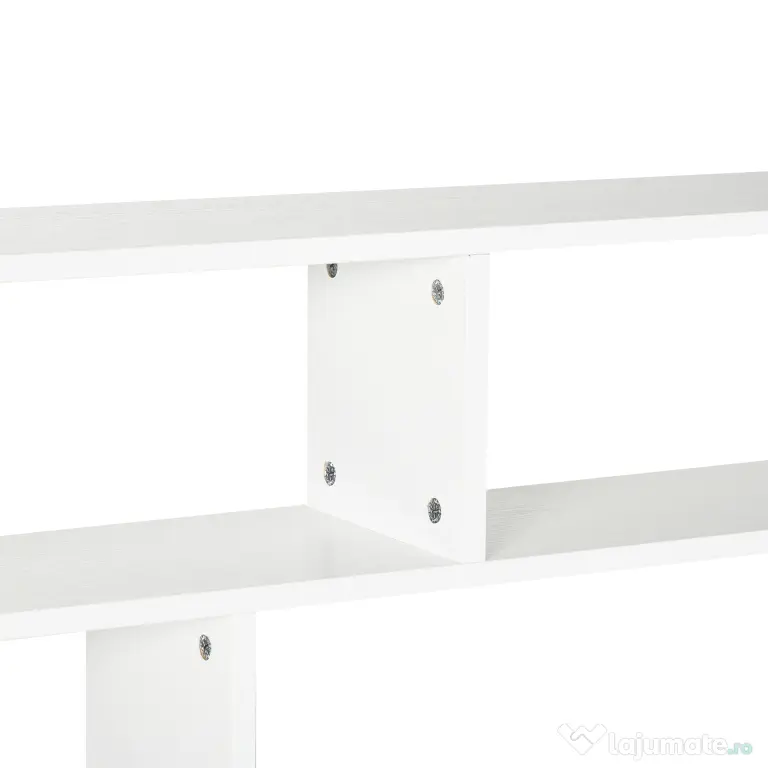 HOMCOM Biblioteca moderna de perete cu 4 niveluri , raft din lemn care economiseste spatiu pentru living si birou, 94x19,5x80cm, alb