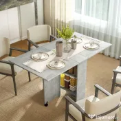 HOMCOM Masă Pliabilă din Lemn pentru 4-6 Persoane cu Roți, 75x140x74cm, Gri