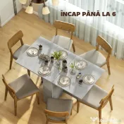 HOMCOM Masă Pliabilă din Lemn pentru 4-6 Persoane cu Roți, 75x140x74cm, Gri
