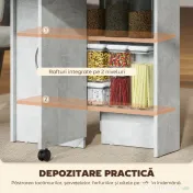 HOMCOM Masă Pliabilă din Lemn pentru 4-6 Persoane cu Roți, 75x140x74cm, Gri