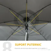 Outsunny Umbrela de soare pentru plaja din Poliester si Otel cu 8 Nervuri, cu Tetiera care se Inclina la 45° si Design in 2 Sectiuni, Ø180x209 cm, Gri
