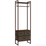 HOMCOM Cuier de Podea cu Bară, 3 Sertare și Rafturi, din Lemn MDF și Oțel, 58,5x30x178 cm, Maro