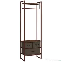 HOMCOM Cuier de Podea cu Bară, 3 Sertare și Rafturi, din Lemn MDF și Oțel, 58,5x30x178 cm, Maro