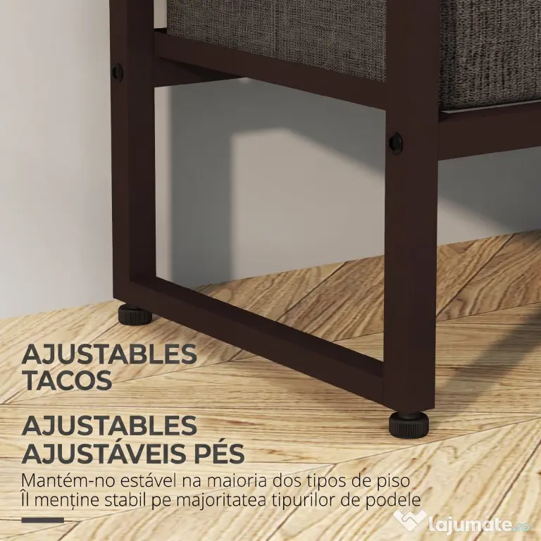 HOMCOM Cuier de Podea cu Bară, 3 Sertare și Rafturi, din Lemn MDF și Oțel, 58,5x30x178 cm, Maro
