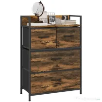 HOMCOM Comodă cu 4 Sertare Detașabile, Design Industrial din Lemn și Oțel, 60x29x85 cm, Maro și Negru