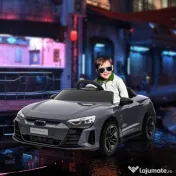 HOMCOM Automobil electric pentru copii cu telecomandă, centură de siguranță, claxon, muzică, faruri, până la 5 km/h, 3-5 ani, Gri 