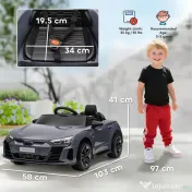 HOMCOM Automobil electric pentru copii cu telecomandă, centură de siguranță, claxon, muzică, faruri, până la 5 km/h, 3-5 ani, Gri 