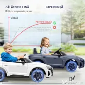 HOMCOM Automobil electric pentru copii cu telecomandă, centură de siguranță, claxon, muzică, faruri, până la 5 km/h, 3-5 ani, Gri 