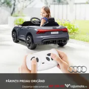 HOMCOM Automobil electric pentru copii cu telecomandă, centură de siguranță, claxon, muzică, faruri, până la 5 km/h, 3-5 ani, Gri 