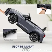 HOMCOM Automobil electric pentru copii cu telecomandă, centură de siguranță, claxon, muzică, faruri, până la 5 km/h, 3-5 ani, Gri 