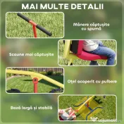 AIYAPLAY Balansoar pentru Copii Rotativ 360°, Capacitate 200kg, 2 Locuri cu Mânere Antiderapante, Scaune Capitonate, Spătar, Roți, 253x96x75 cm, 3-12 Ani 