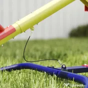 AIYAPLAY Balansoar pentru Copii Rotativ 360°, Capacitate 200kg, 2 Locuri cu Mânere Antiderapante, Scaune Capitonate, Spătar, Roți, 253x96x75 cm, 3-12 Ani 