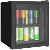 HOMCOM Frigider 46L, 59 Cutii, Ușă din Sticlă, Raft Temperat, LED, Touchscreen, pentru Bucătărie Birou Dormitor Bar, Negru 