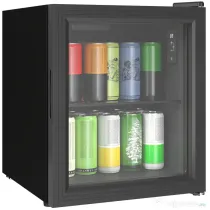 HOMCOM Frigider 46L, 59 Cutii, Ușă din Sticlă, Raft Temperat, LED, Touchscreen, pentru Bucătărie Birou Dormitor Bar, Negru