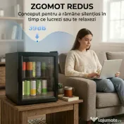 HOMCOM Frigider 46L, 59 Cutii, Ușă din Sticlă, Raft Temperat, LED, Touchscreen, pentru Bucătărie Birou Dormitor Bar, Negru 
