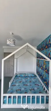 Pat montessori 160x200 tip casuta cu saltea 160x200 