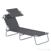 Outsunny scaun cu parasolar, 187x58x50 cm, gri