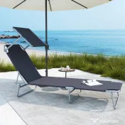 Outsunny scaun cu parasolar, 187x58x50 cm, gri
