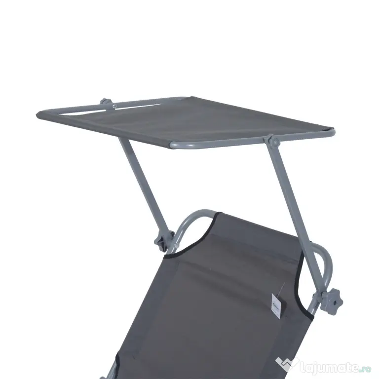 Outsunny scaun cu parasolar, 187x58x50 cm, gri