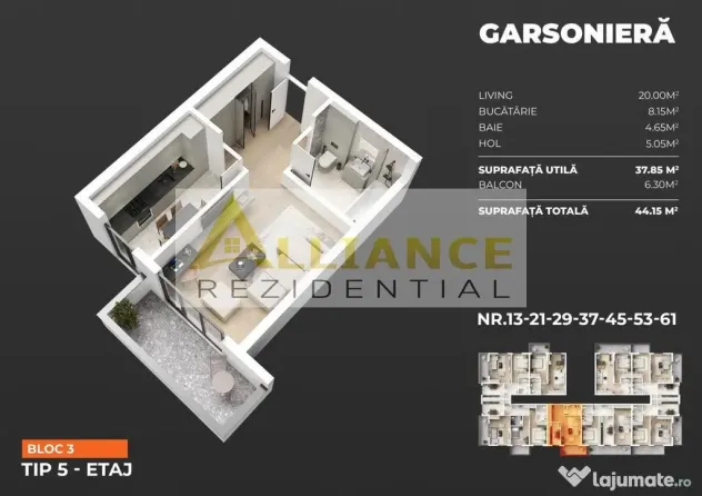 Garsonieră 45 mp Decomandată â 1 Minut Metrou Berc...