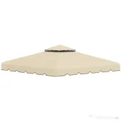 Outsunny Copertina de schimb pentru foisor de gradina cu acoperis cu 2 niveluri, capac din poliester pentru foisor de 3x3m, bej 